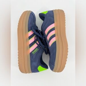 Adidas VL Court Bold Navy Sneakers with Pink and Neon Accents